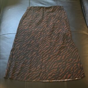 Madewell Black and Brown Patterned Midi Skirt
